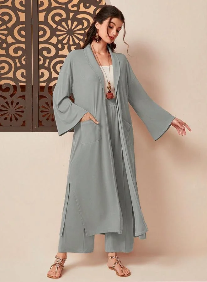 Take Two  Women Grey Kimono and Wide Leg Trousers Co-Ords for Women | Best Price UAE